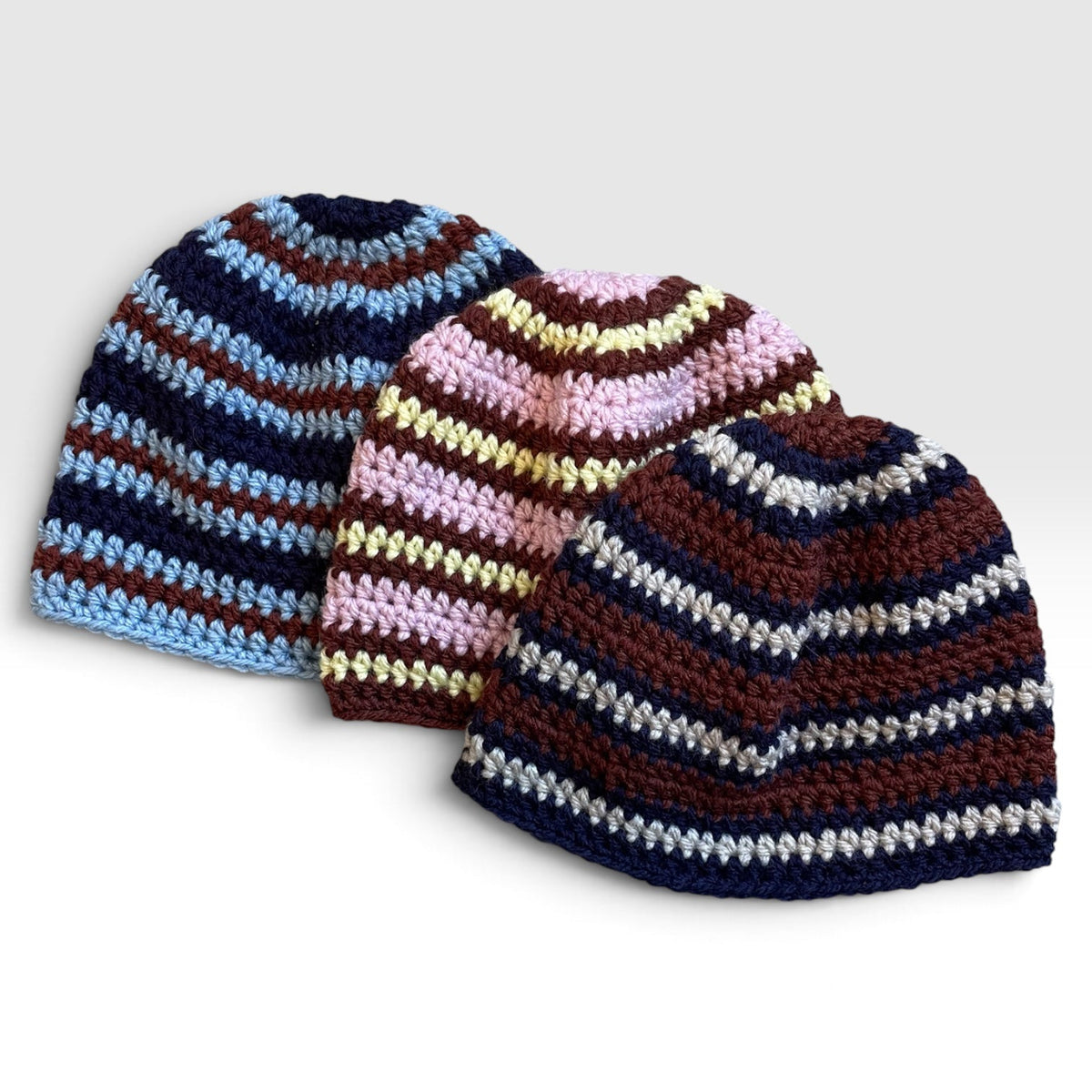 Le Bonnet rayé - Bleu/marron/gris