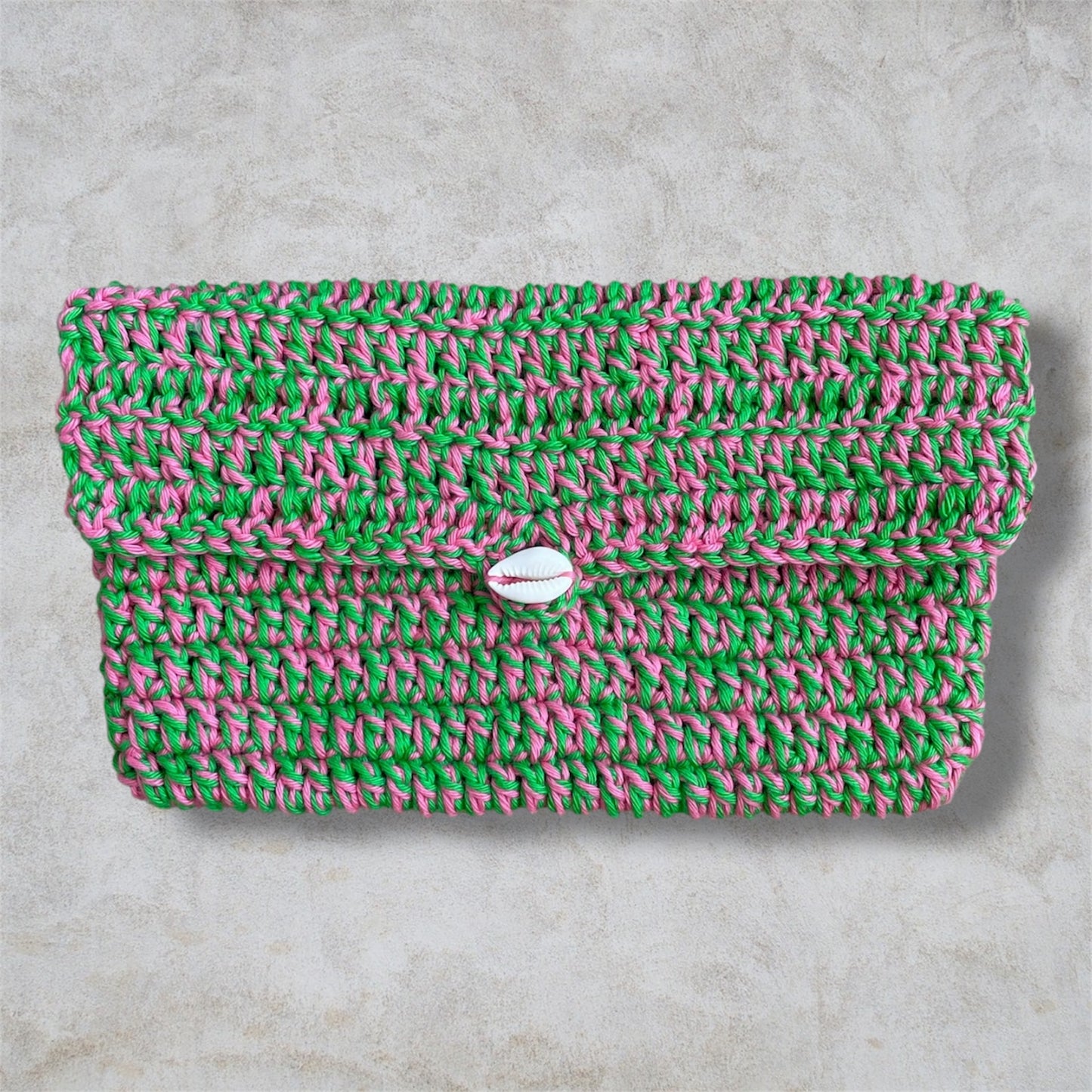Pochette Cauri rose/verte