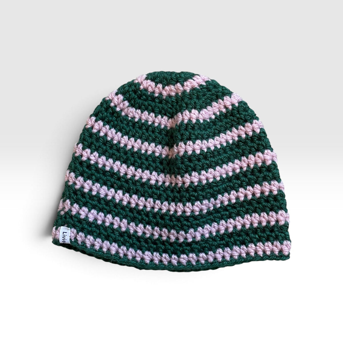 Le Bonnet rayé - Rose/vert