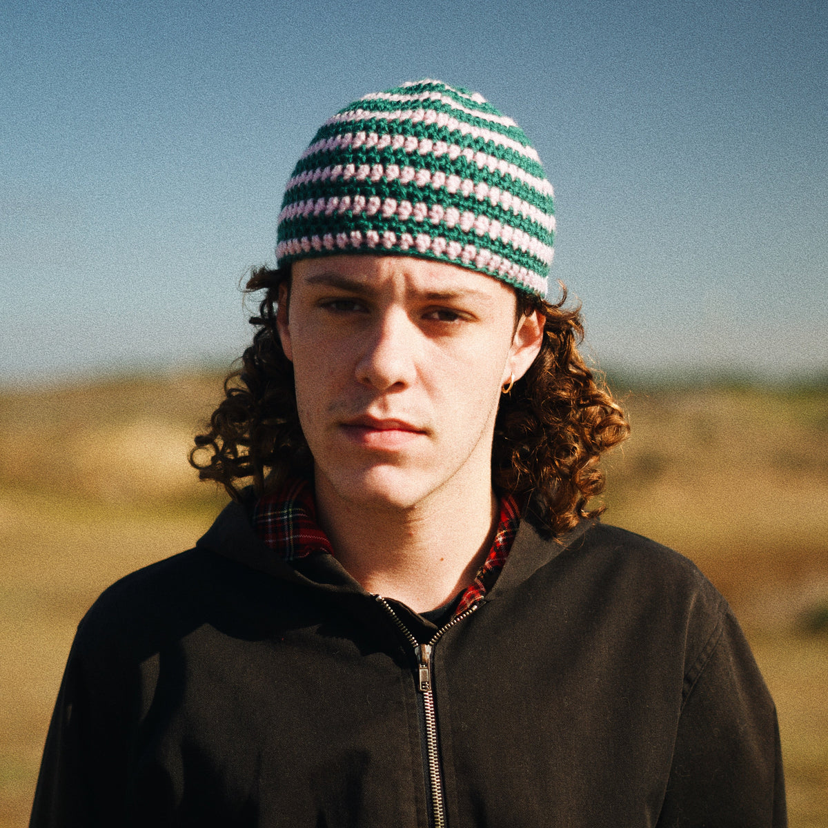Le Bonnet rayé - Rose/vert