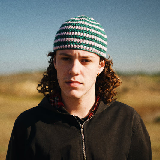 Le Bonnet rayé - Rose/vert
