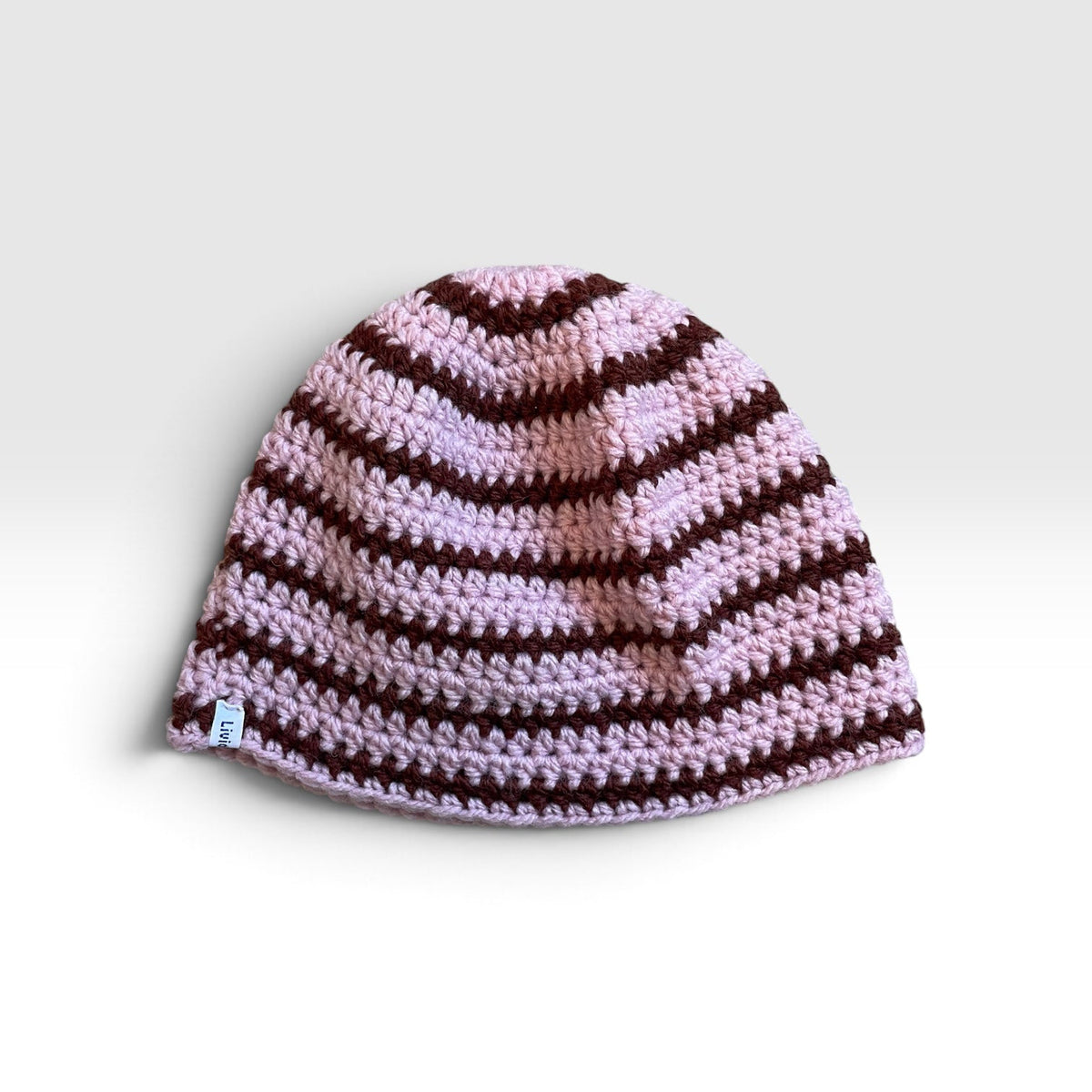 Le Bonnet rayé - Marron/rose