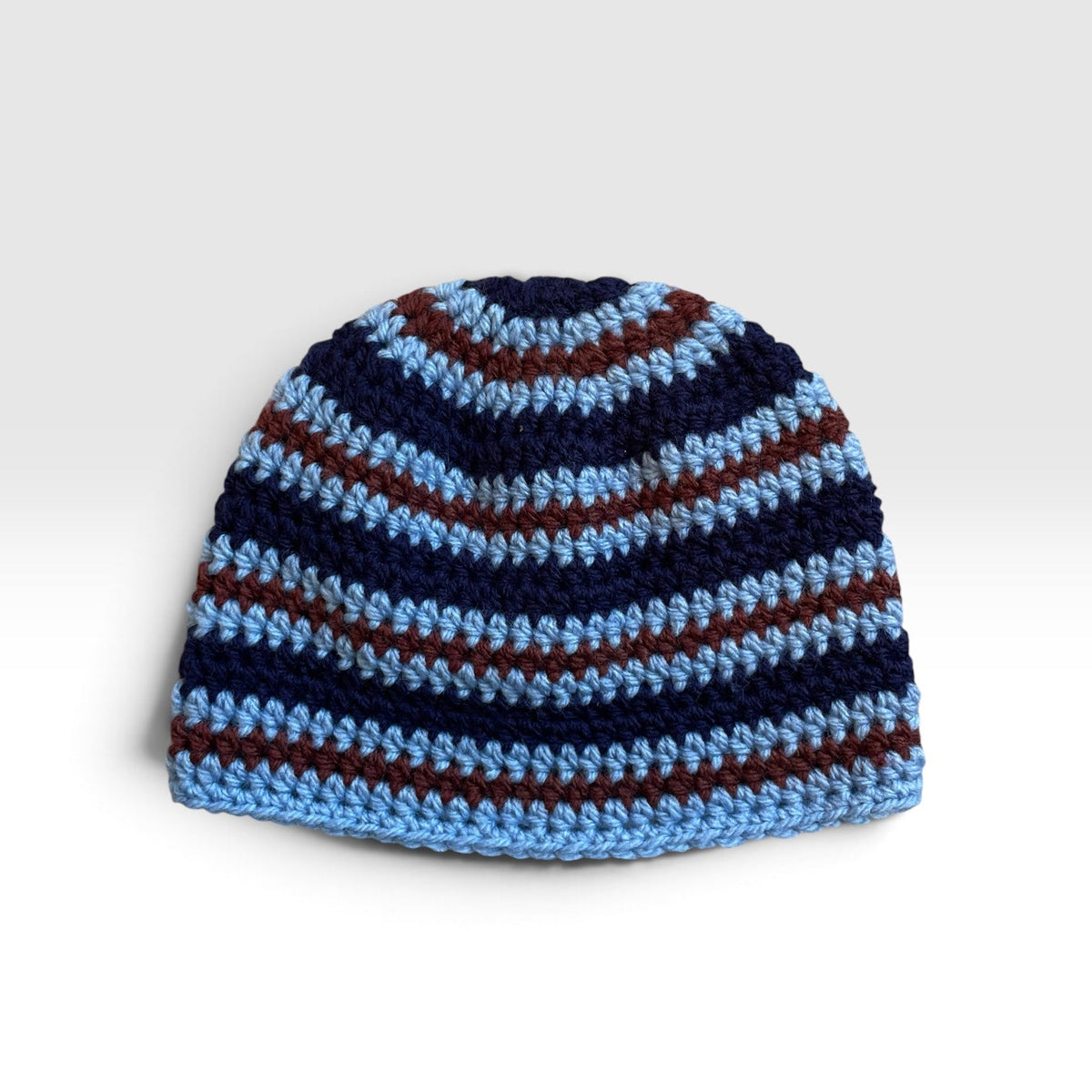 Le Bonnet rayé - Bleu foncé/bleu clair/marron