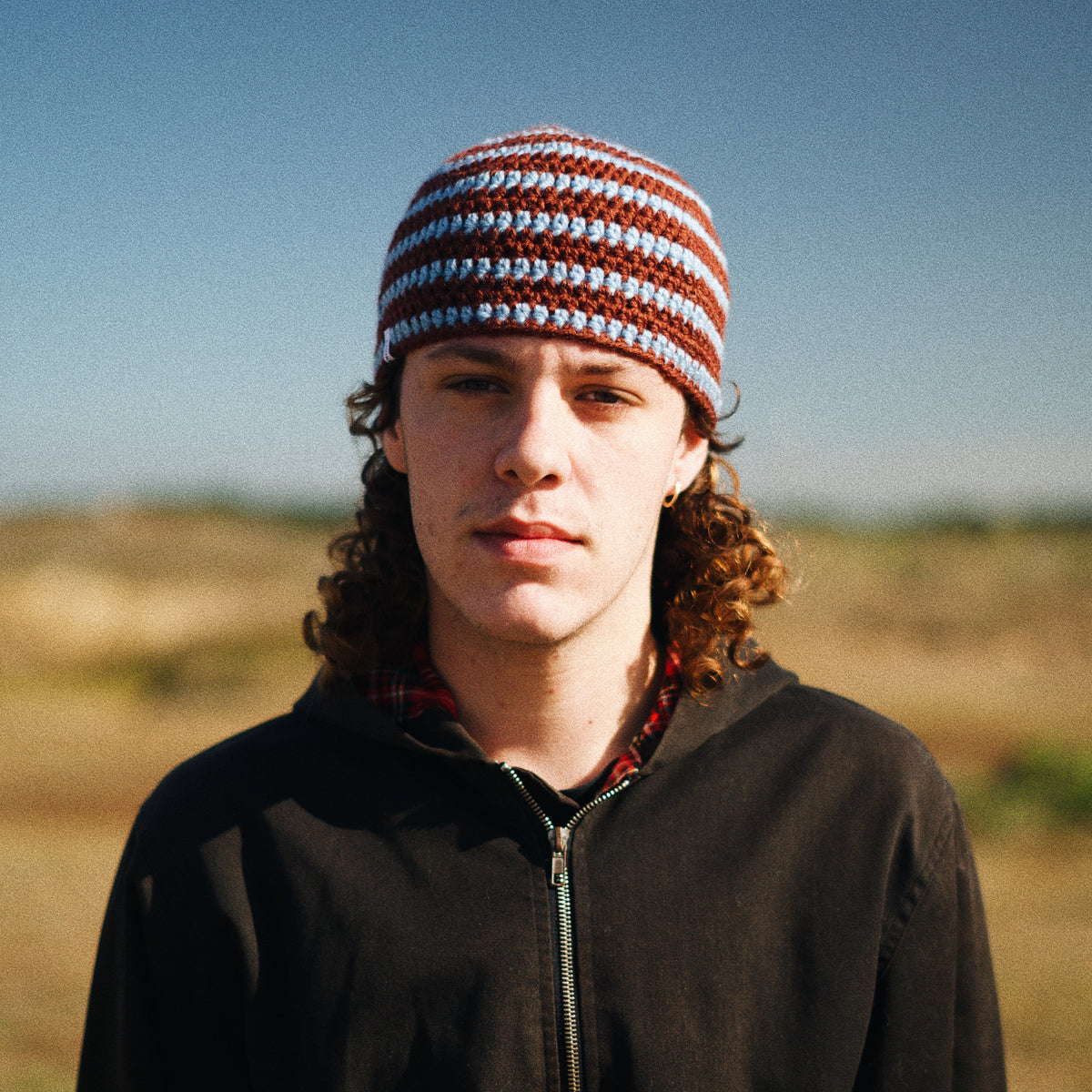 Le Bonnet rayé - Marron/bleu