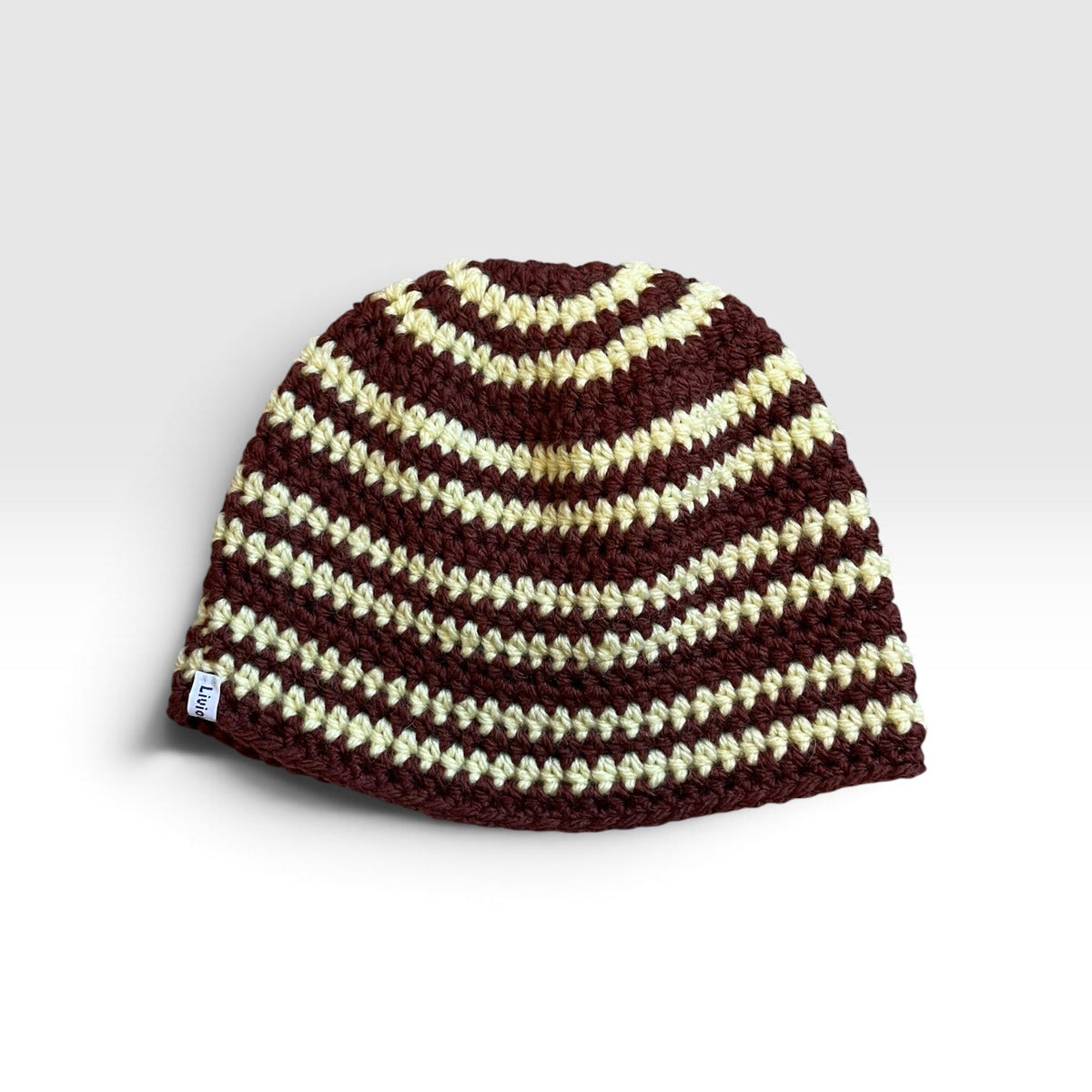 Le Bonnet rayé - Marron/jaune