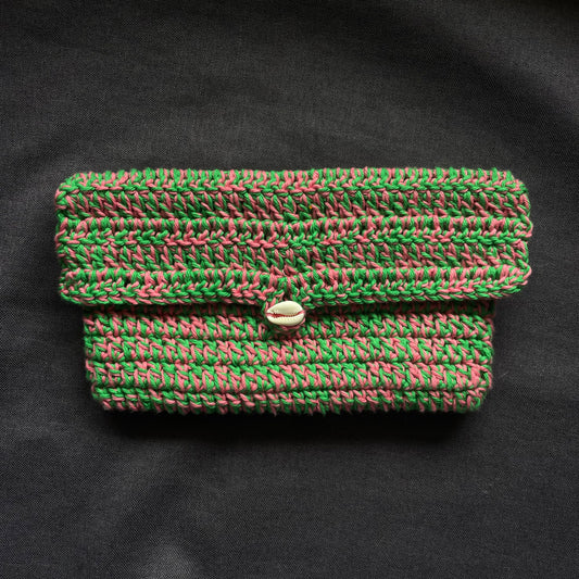 Pochette Cauri rose/verte